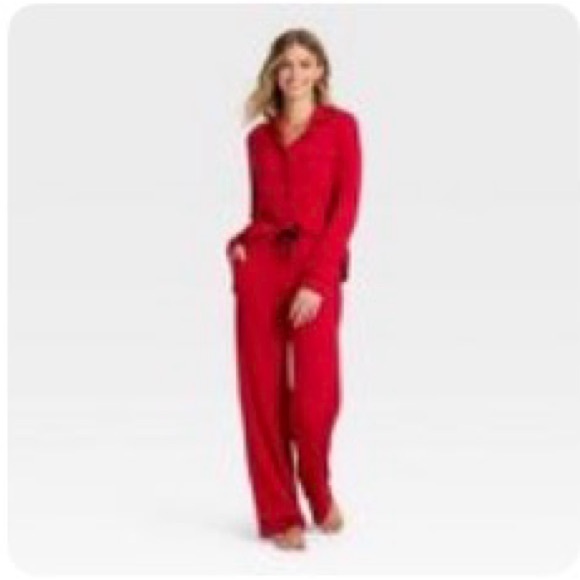 Auden Other - Auden Long Sleeve Notch Collar Top and Pants Pajama Set